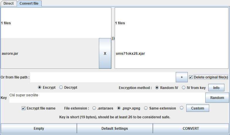 Cryptage et décryptage de fichiers.